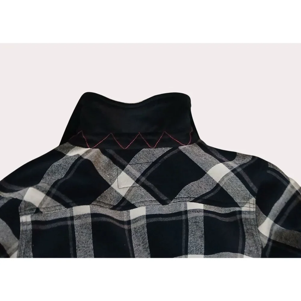 Orvis Womens Plaid Flannel Shirt Jacket Black Gray Snap Button Front S Pockets - Picture 15 of 16